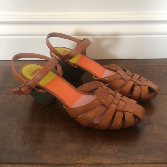 Camper cognac closed-toe heels - Picture 1 of 6